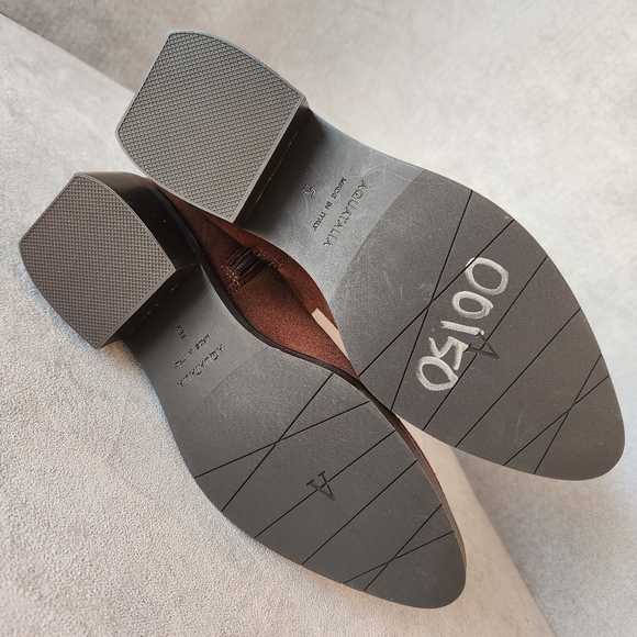 Aquatalia ankle boots 5 brown suede chocolate luxury comfort Made Italy new $495 - Picture 13 of 15